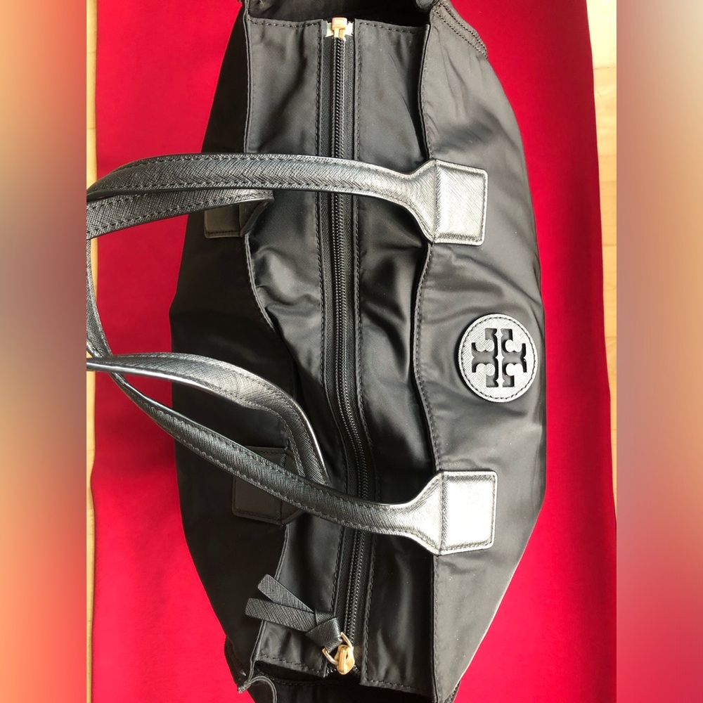 Tory Burch Black Nylon Tote with Logo Patch - Picture 4 of 14